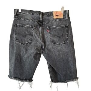 Levis 501 Jeans Cut Off Shorts Men's 34 Black Cotton Denim Jorts 11" Ineam